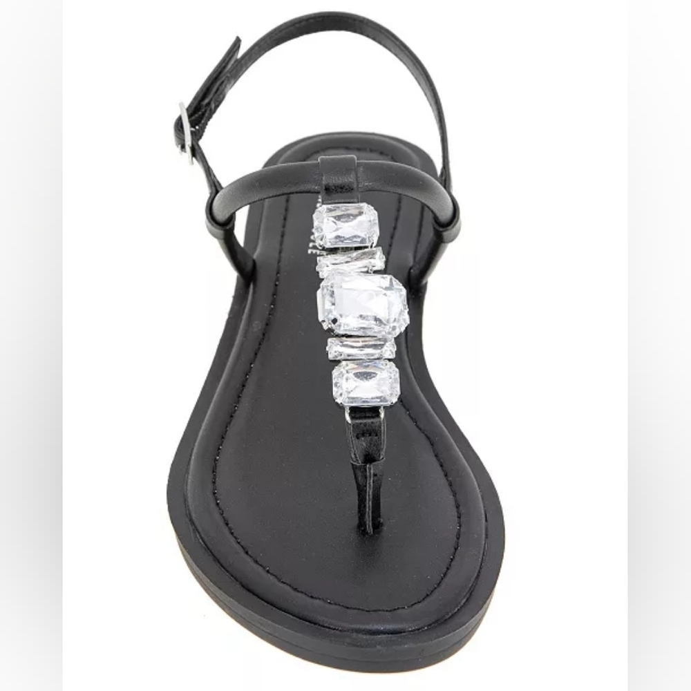 Kenneth Cole Reaction Women's Sera Black Leather Almond Toe Flat Sandals Size 9